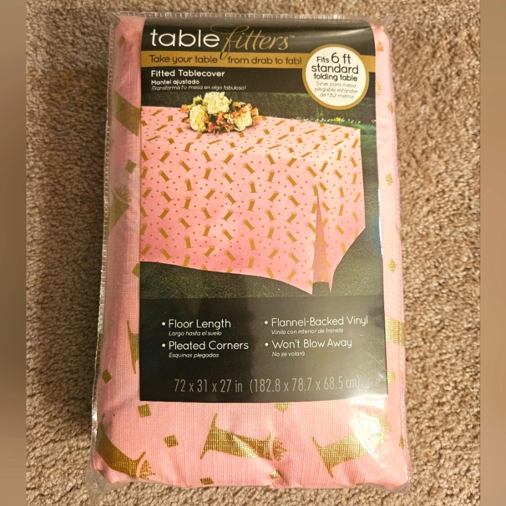 Amscan Pink and Gold Fitted Tablecover
